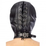 Maska na głowę z otworem na oczy i usta -  bdsm hood in leatherette with removable mask