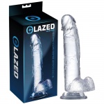 Penis na przyssawce, żelowy realistyczny - glazed dildo with balls 18 cm
